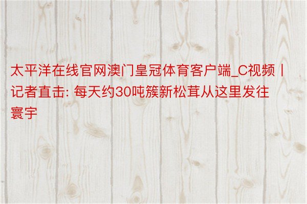 太平洋在线官网澳门皇冠体育客户端_C视频丨记者直击: 每天约30吨簇新松茸从这里发往寰宇