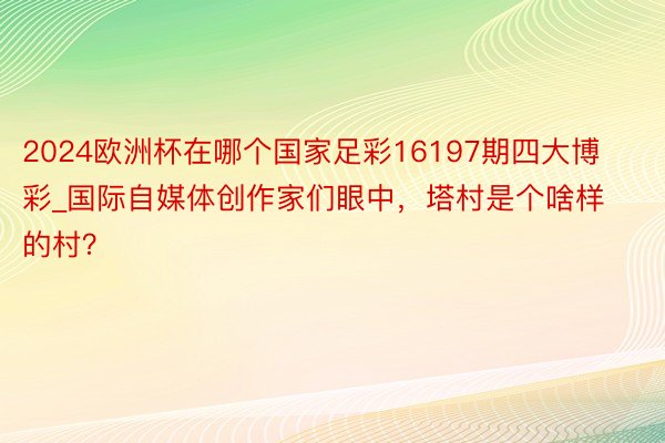 2024欧洲杯在哪个国家足彩16197期四大博彩_国际自媒体创作家们眼中，塔村是个啥样的村？